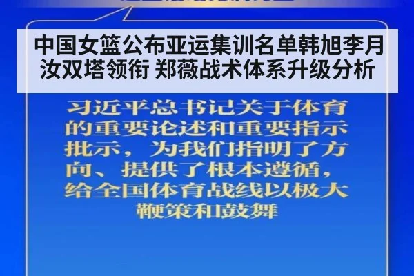 中国女篮公布亚运集训名单韩旭李月汝双塔领衔 郑薇战术体系升级分析
